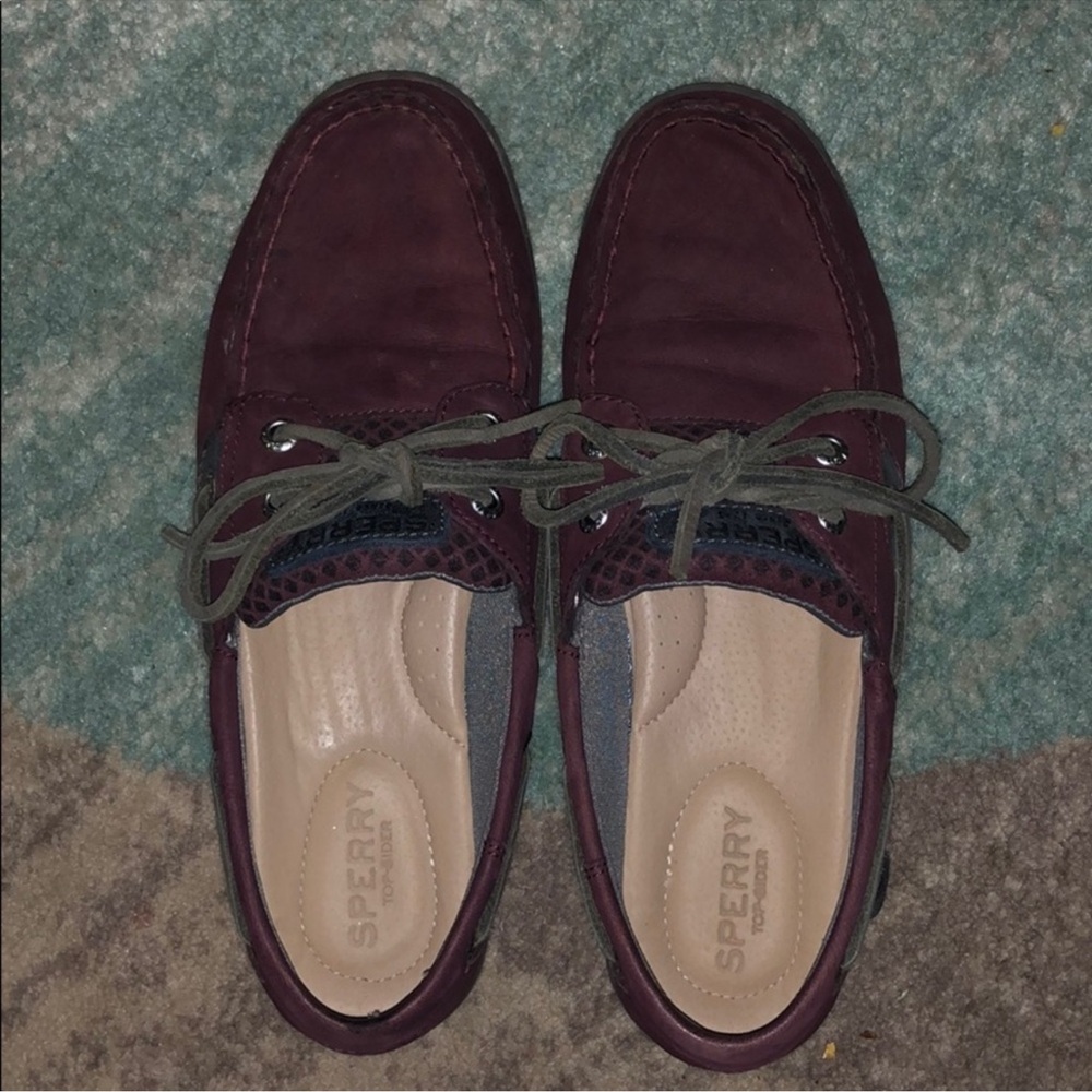 Sperry Maroon Red Boat Shoes Moccasin Style